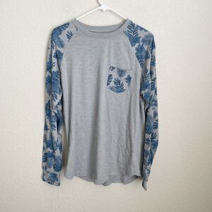 Cougar Division Shirt Men's Extra Large Blue Floral Pullover Cotton Casual